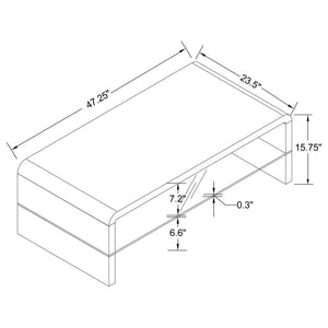 Airell - Rectangular Coffee Table With Shelf - White High Gloss