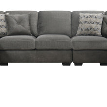 Berlin - 6 Piece Sectional - Gray Herringbone & Sanded Microfiber