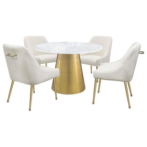 Ambrose - Round Marble Top Dining Table - Brushed Gold