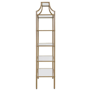 Serena - 5-Shelf Glass Bookshelf - Gold