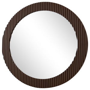 Dexter - Round Reeding Frame Wall Mirror - Brown