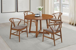 Dinah - Round Solid Wood Dining Table - Walnut