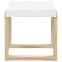 Pala - Rectangular End Table - White High Gloss And Natural