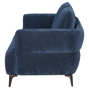 Lively - Chenille Upholstered Modern Track Arm Loveseat - Blue