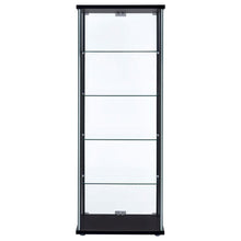 Delphinium - 5-Shelf Clear Glass Curio Display Cabinet - Black