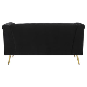 Holly - Upholstered Tuxedo Arm Tufted Loveseat - Black