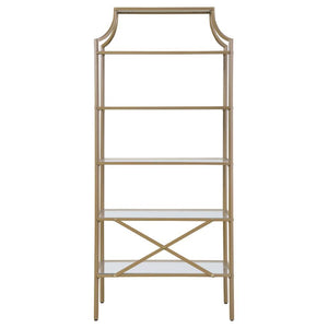 Serena - 5-Shelf Glass Bookshelf - Gold