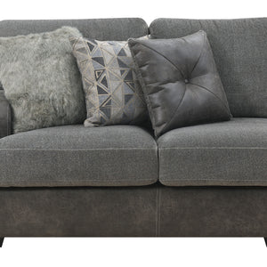 Berlin - 4 Piece Sectional - Gray Herringbone & Sanded Microfiber - Fabric