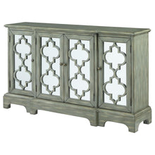 Erigeron - 4 Door Wood Trellis Storage Accent Cabinet - Gray