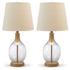 Clayleigh - Clear / Brown - Glass Table Lamp (Set of 2)