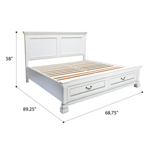 Stoney Creek - Queen Storage Bed - Weathered White