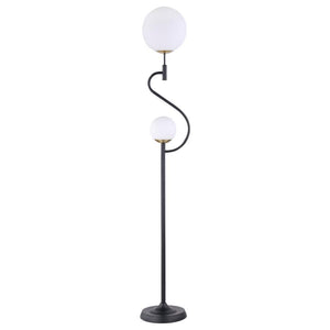 Dacki - Dual Spherical Bulb Metal Floor Lamp - Black