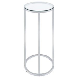 Kyle - Oval Glass Top C-Shaped Sofa Side Table - Chrome