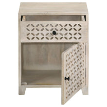 August - 1-Drawer Trellis Pattern Storage Cabinet - White Washed