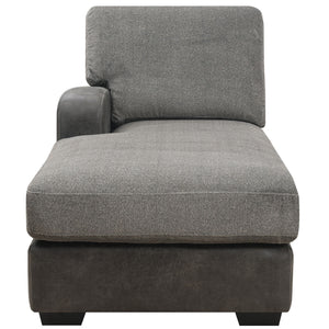 Berlin - Double Chaise Sectional - Gray Herringbone & Sanded Microfiber