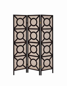 Vulcan - 3-Panel Geometric Folding Screen Tan And - Cappuccino