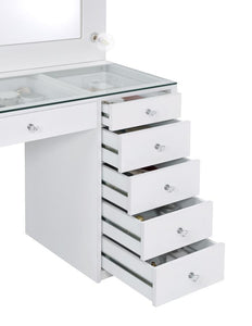 Acena - 7-Drawer Vanity Set With Lighting - White High Gloss