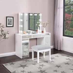 Regina - Makeup Vanity Table Set With Lighting - White