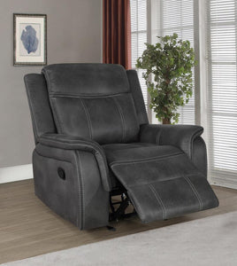 Lawrence - Upholstered Padded Arm Glider Recliner - Charcoal