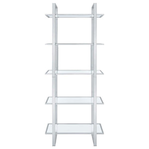 Hartford - 5-Shelf Glass Bookshelf - Chrome