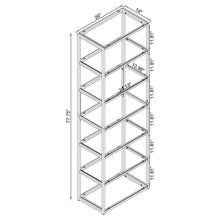 Kate - 5-Shelf Glass Bookshelf - Black Nickel