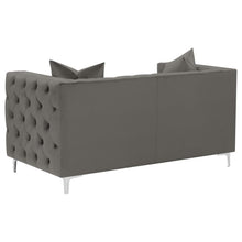 Phoebe - Upholstered Tuxedo Arm Tufted Loveseat - Urban Bronze