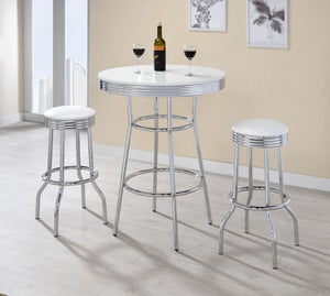 Retro - 3 Pieces Round 1950s Bistro Pub Bar Table Set