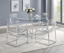 Keeling - Round Glass Top Acrylic Dining Table - Chrome