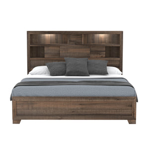 Peyton - Queen Bookcase Bed - Penny Brown