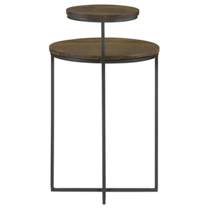 Yael - Round Mango Wood Accent Side Table - Natural And Gunmetal