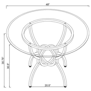 Aviano - 5 Piece Round Glass Top Dining Table Set - Gunmetal