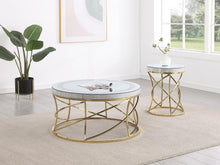 Elise - Round Mirror Top Stainless Steel End Table - Gold