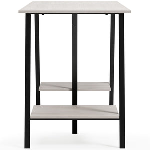 Bayflynn - White / Black - Home Office Desk - 2 Fixed Shelves