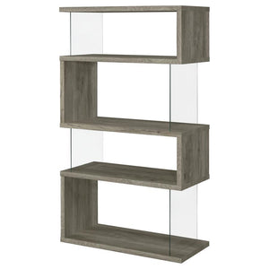 Emelle - 4-Shelf Glass Panel Bookshelf