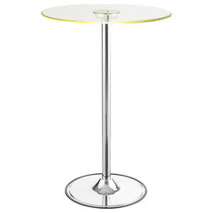 Thea - Round Glass Top LED Bistro Bar Table - Chrome