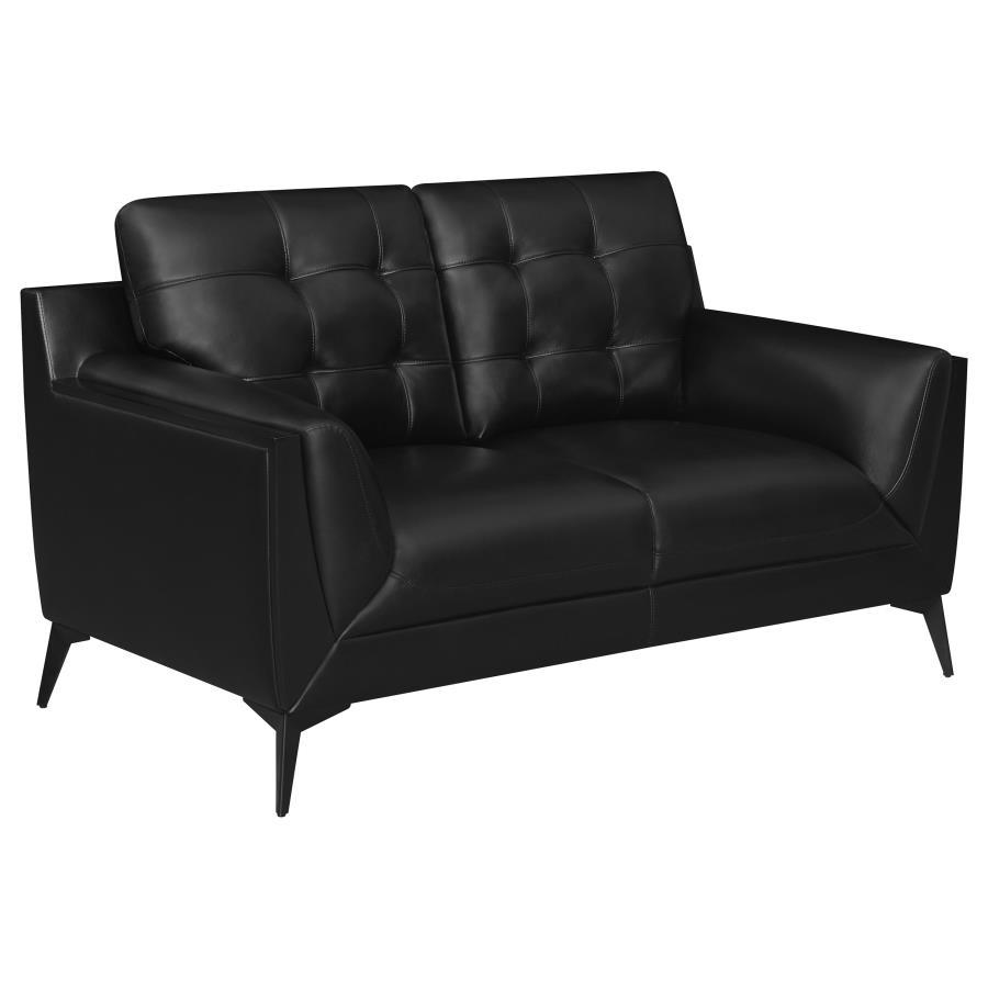 Moira - Upholstered Wedge Arm Tufted Loveseat - Black