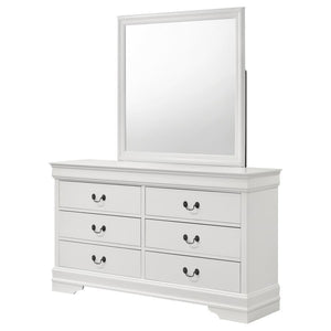 Louis Philippe - 6-Drawer Dresser And Mirror - White