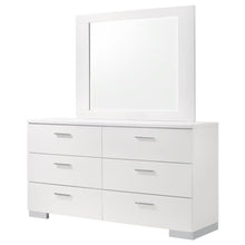 Felicity - 6-Drawer Wood Dresser With Mirror - White High Gloss