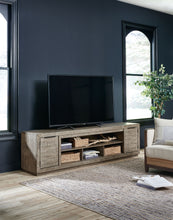 Krystanza - Weathered Gray - TV Stand with Wide Fireplace Insert