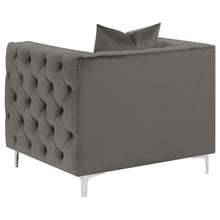 Phoebe - Upholstered Tuxedo Arm Tufted Chair - Urban Bronze