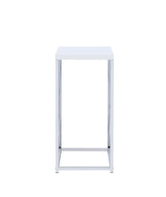 Edmund - Square Accent Side Table - White High Gloss And Chrome