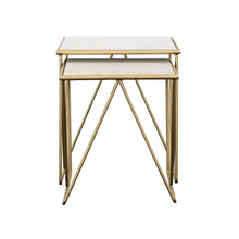 Bette - 2 Piece Marble Top Nesting Table Set - White And Gold