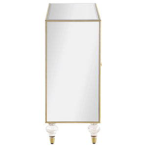 Astilbe - 2-Door Mirrored Accent Cabinet - Silver And Champagne