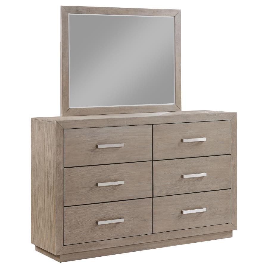 Kenora - 6-Drawer Dresser And Mirror - Barley Brown