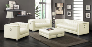 Chaviano - Square Upholstered Ottoman - Pearl White