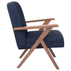 Cheryl - Upholstered Wood Arm Accent Chair - Dark Blue