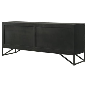 Riddell - 4 Door Wood Reeding Accent Cabinet - Matte Black