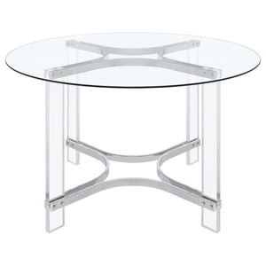 Keeling - Round Glass Top Acrylic Dining Table - Chrome