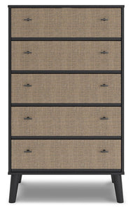 Charlang - Black / Gray - Five Drawer Chest