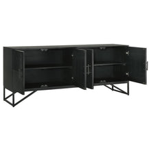 Riddell - 4 Door Wood Reeding Accent Cabinet - Matte Black